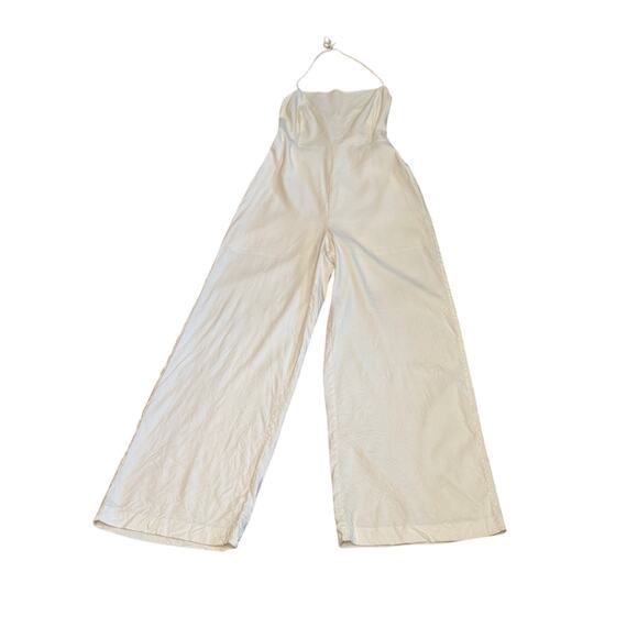 Guess Women's 10 Kora White Linen blend backless jumpsuit Classic Formal Party - Picture 2 of 14